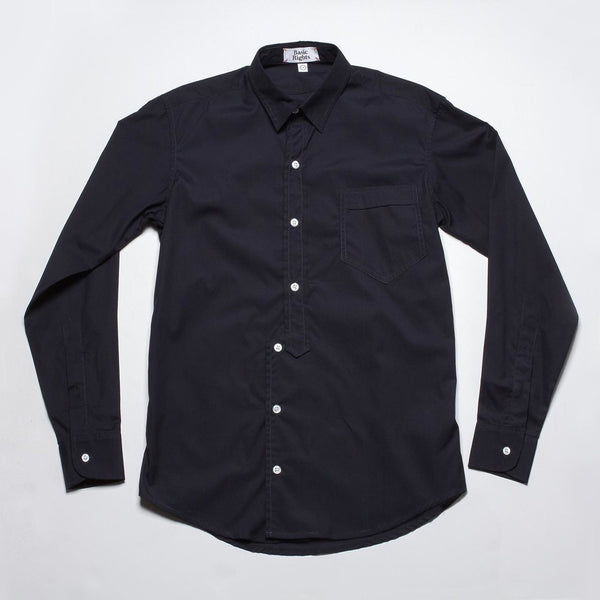 Curve Placket Button Up in Navy