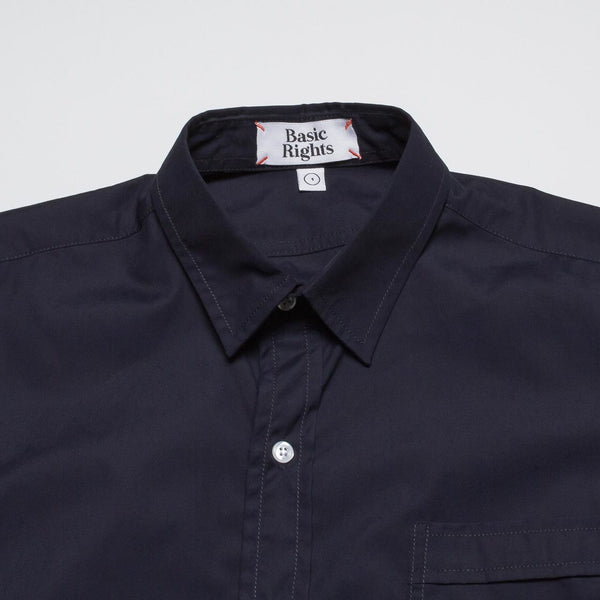 Curve Placket Button Up in Navy