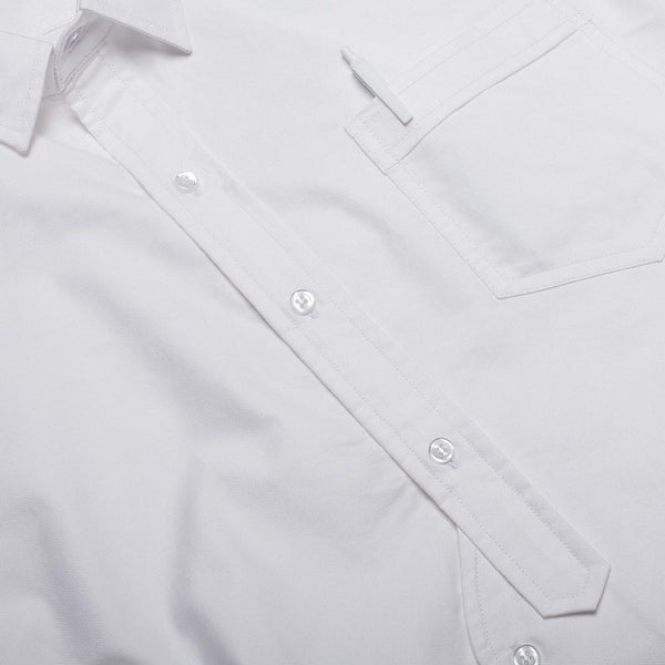 Curve Placket Button Up in White